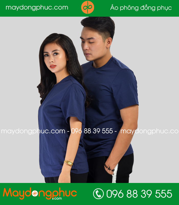 Áo phông cổ tròn đồng phục màu tím than